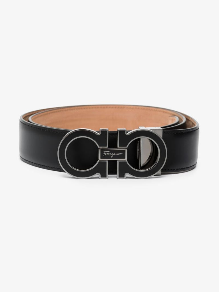 Black Gancini Leather Belt