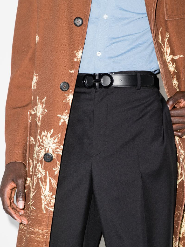 Black Gancini Leather Belt
