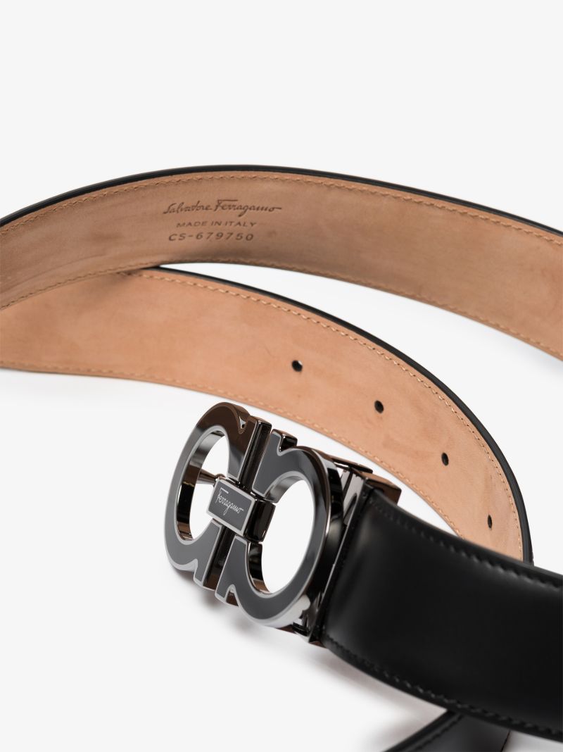 Black Gancini Leather Belt
