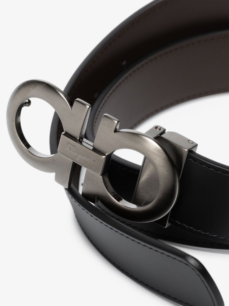 Black Gancini Reversible Leather Belt