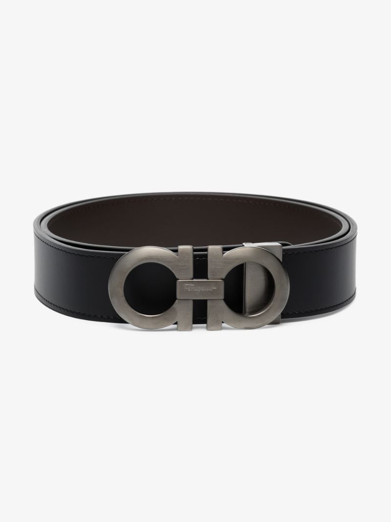Black Gancini Reversible Leather Belt
