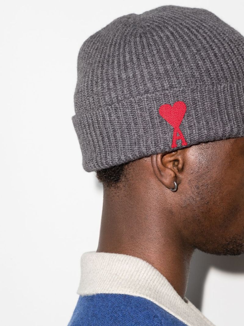 Grey Ami De Coeur Wool Beanie Hat