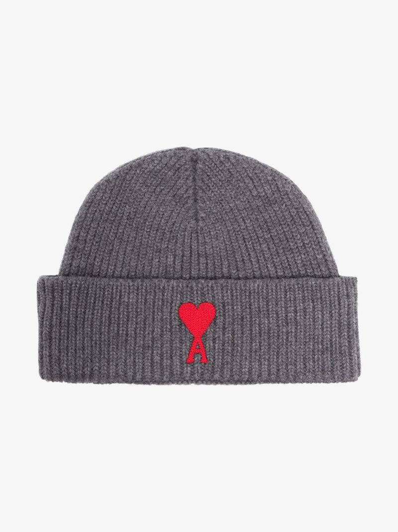 Grey Ami De Coeur Wool Beanie Hat