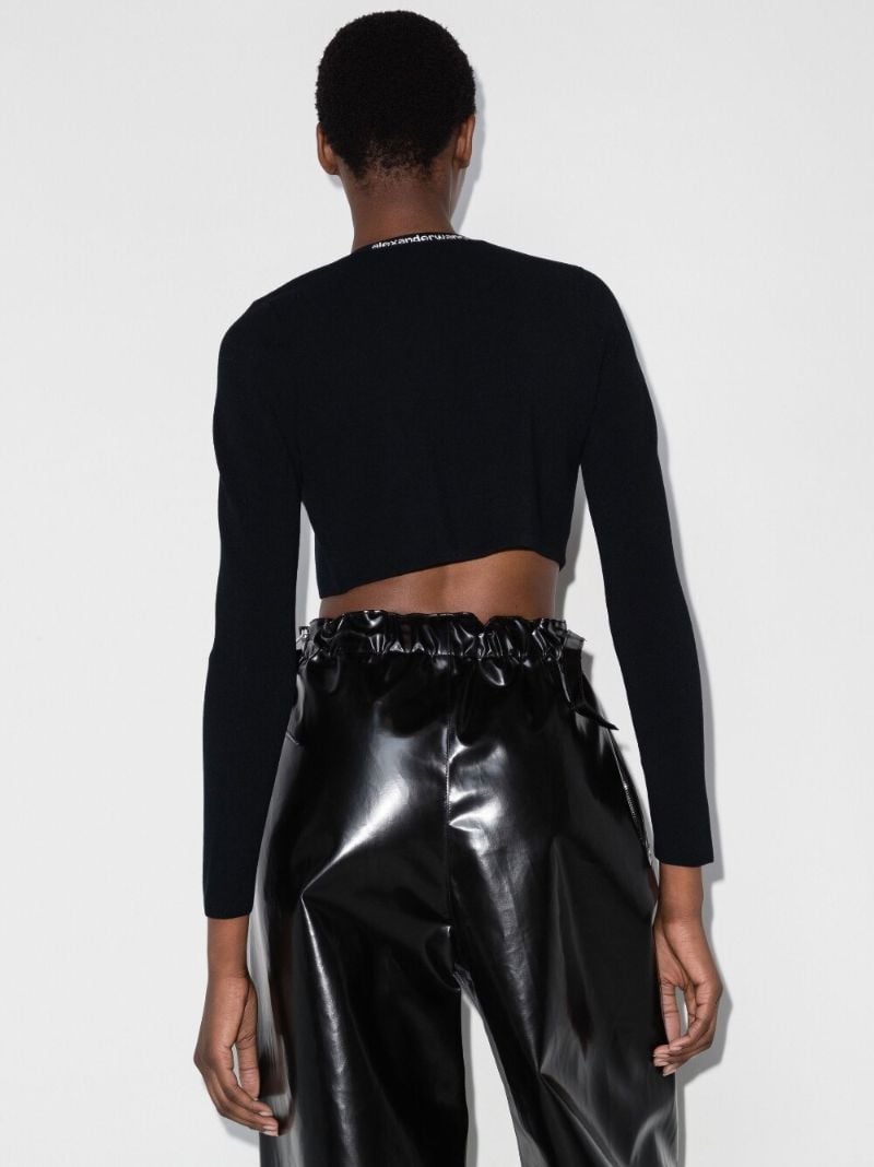 Black Logo Jacquard Trim Cropped Cardigan