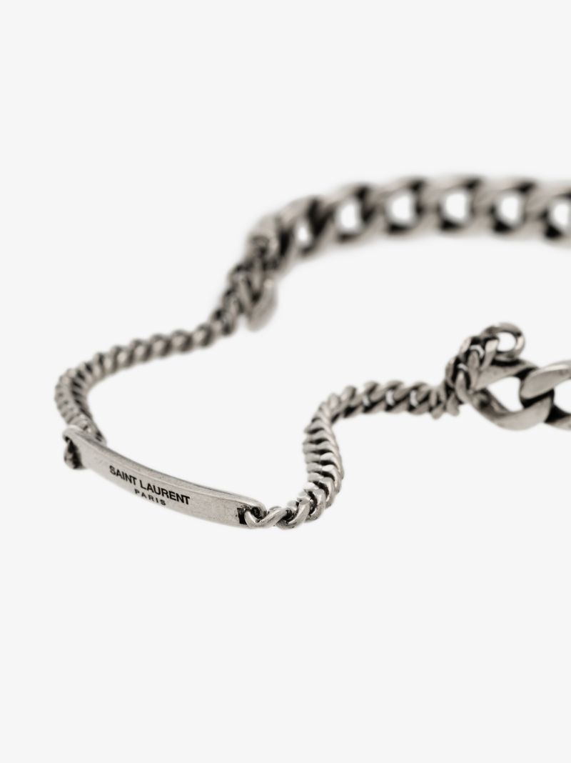 Silver-tone Double Cuff Curb Chain Bracelet