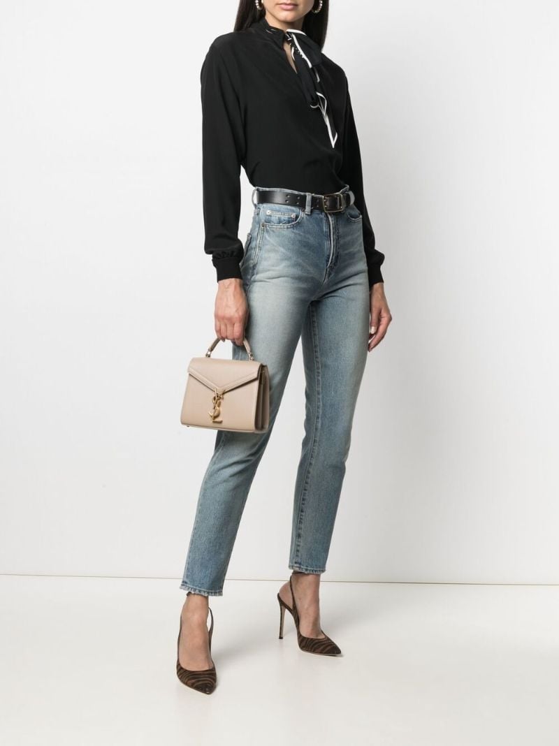 Neutral Cassandra Mini Leather Top Handle Bag