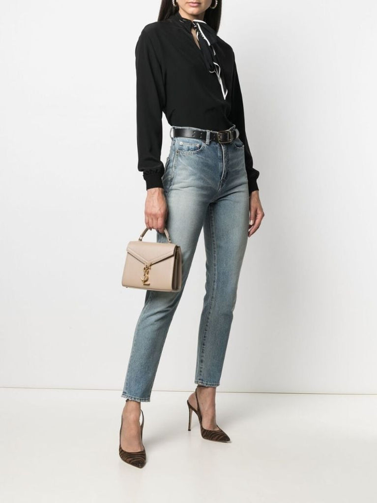 Neutral Cassandra Mini Leather Top Handle Bag