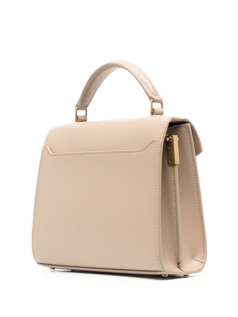 Neutral Cassandra Mini Leather Top Handle Bag
