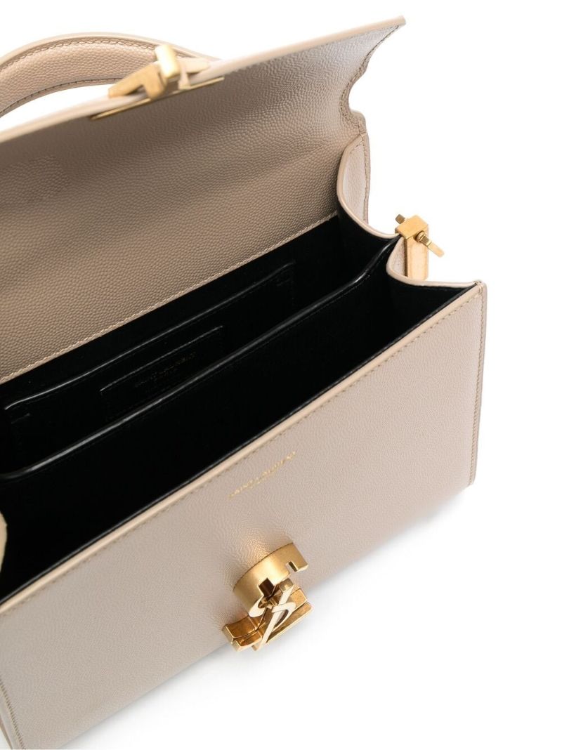 Neutral Cassandra Mini Leather Top Handle Bag