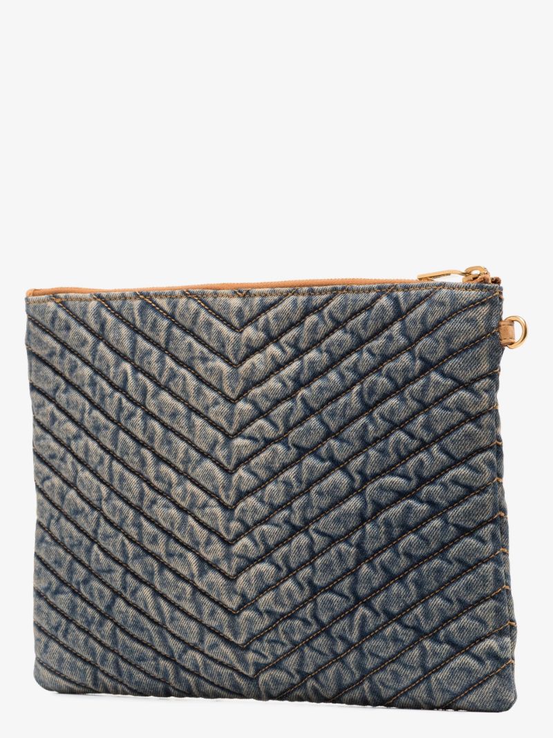 Monogram Quilted Denim Tablet Pouch