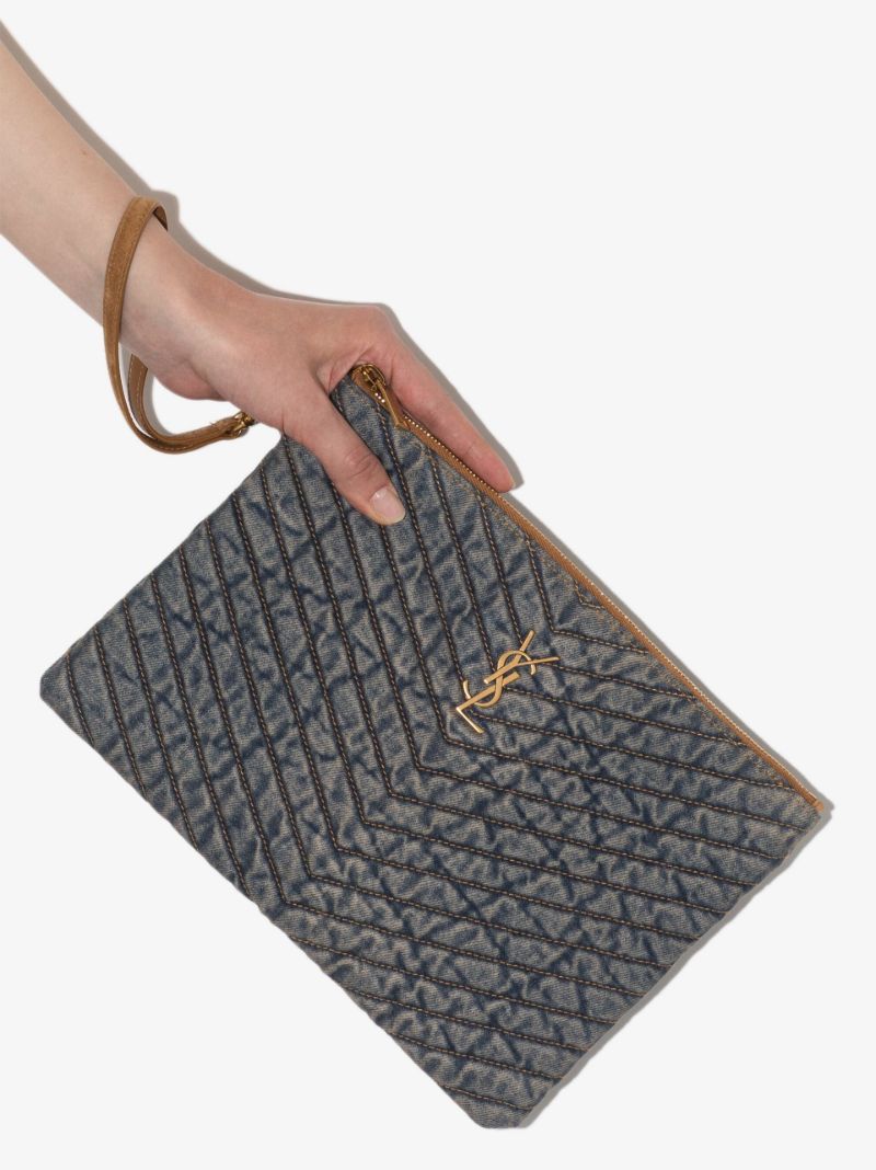 Monogram Quilted Denim Tablet Pouch