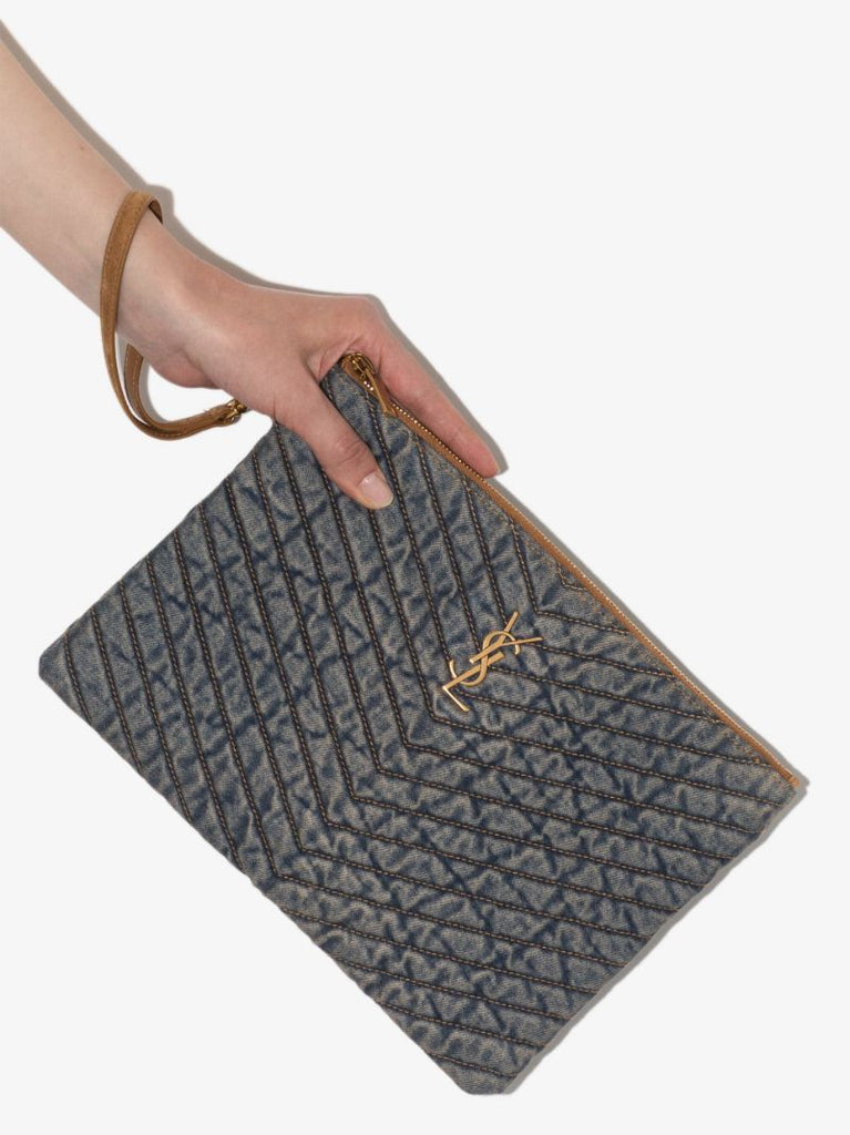 Monogram Quilted Denim Tablet Pouch