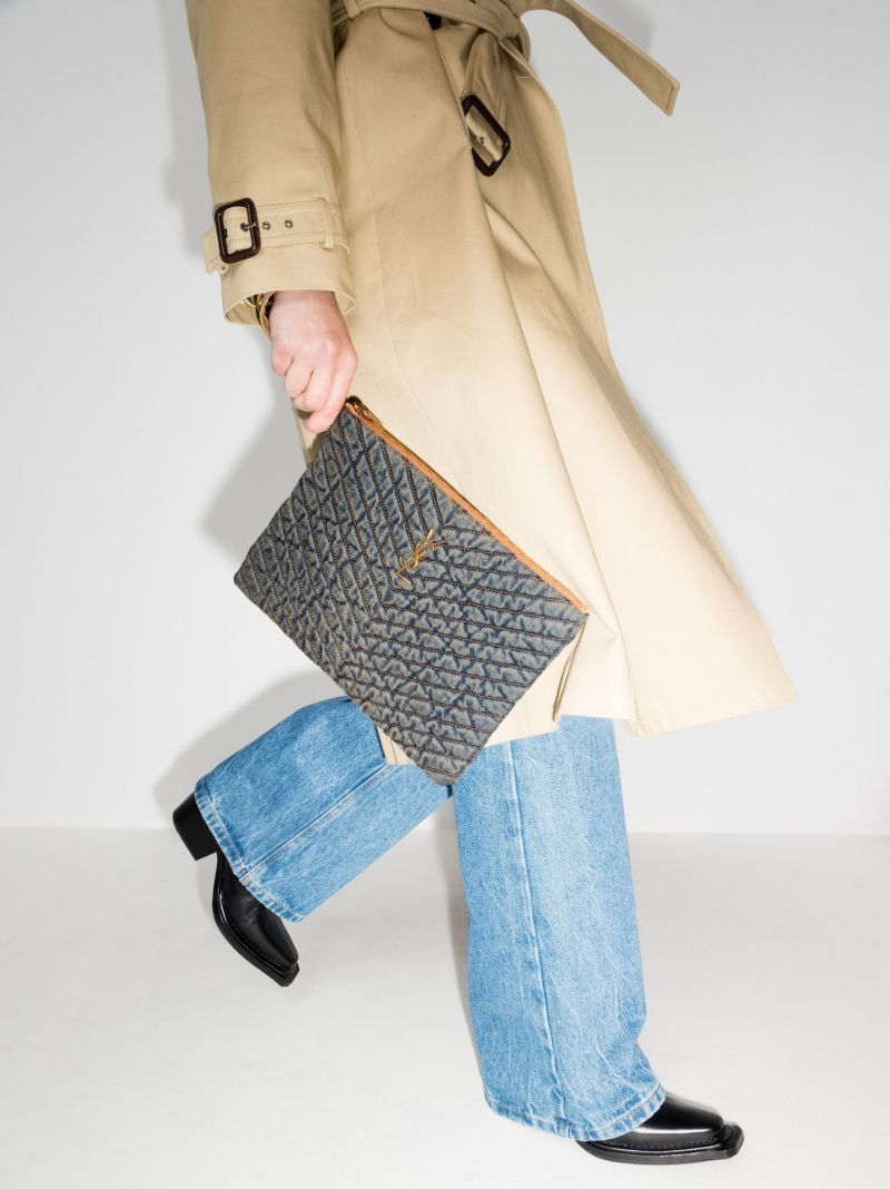 Monogram Quilted Denim Tablet Pouch