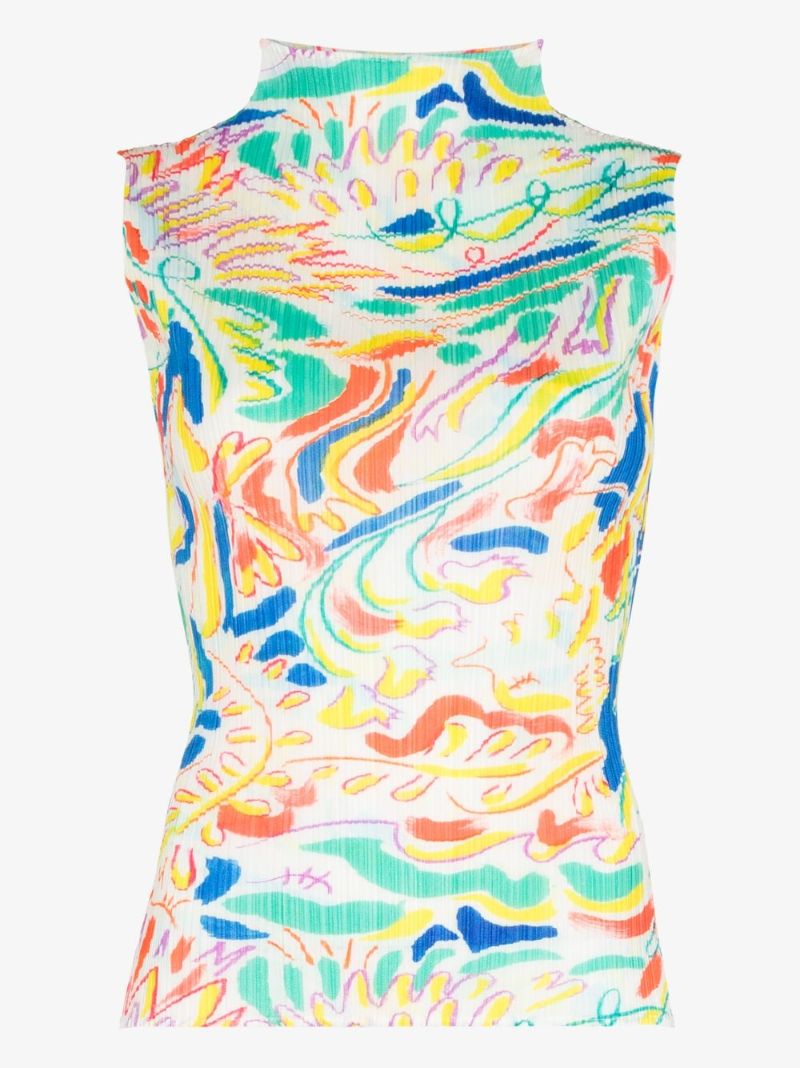 Pleat Colour-block Top