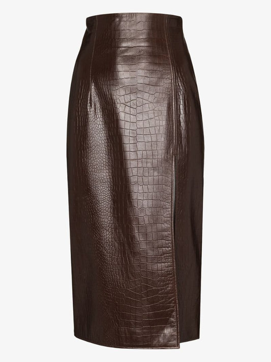 Fonda Mock Croc Leather Skirt