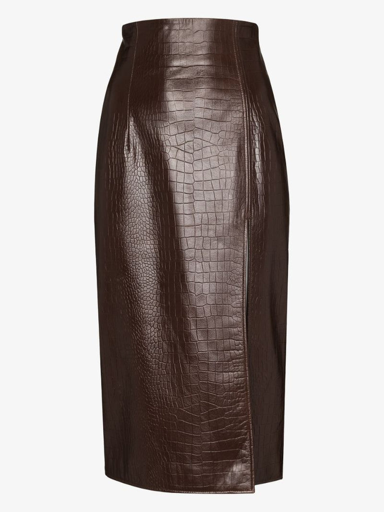 Fonda Mock Croc Leather Skirt