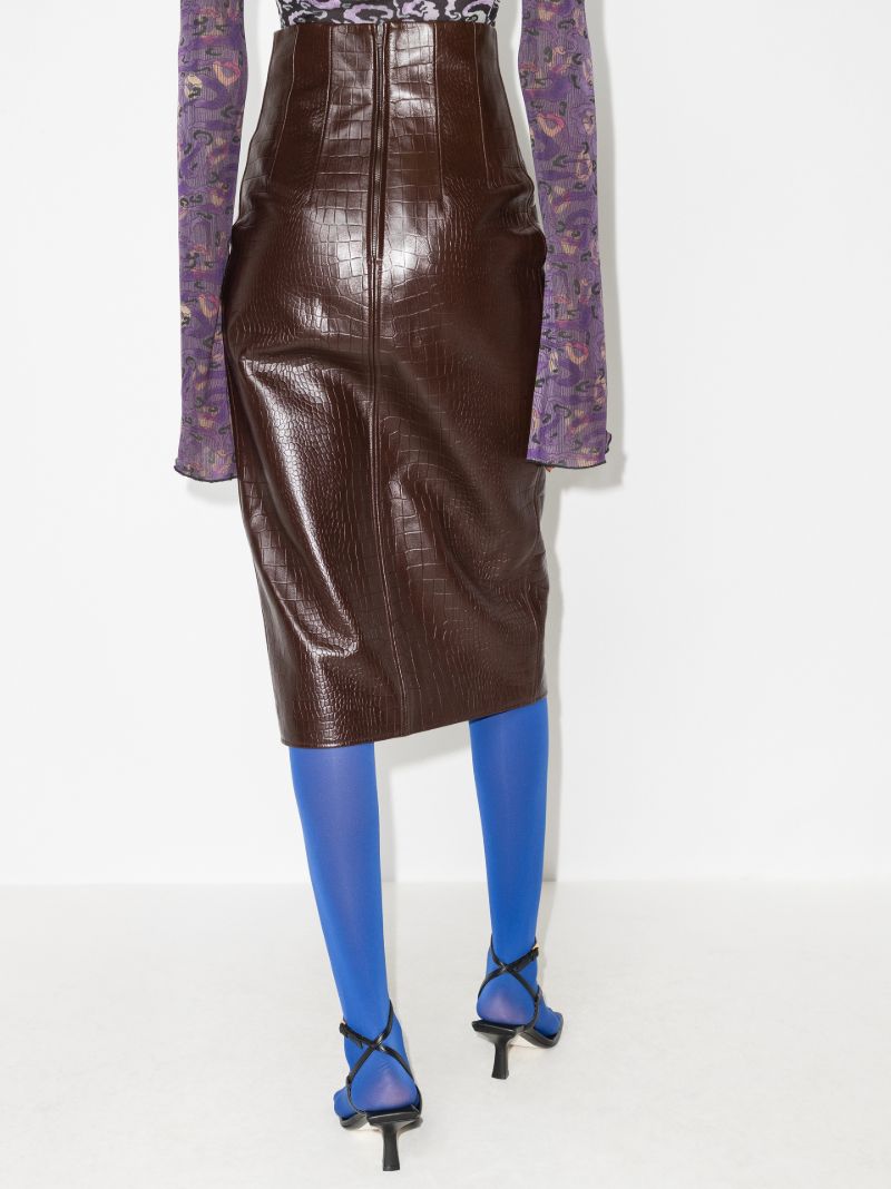 Fonda Mock Croc Leather Skirt