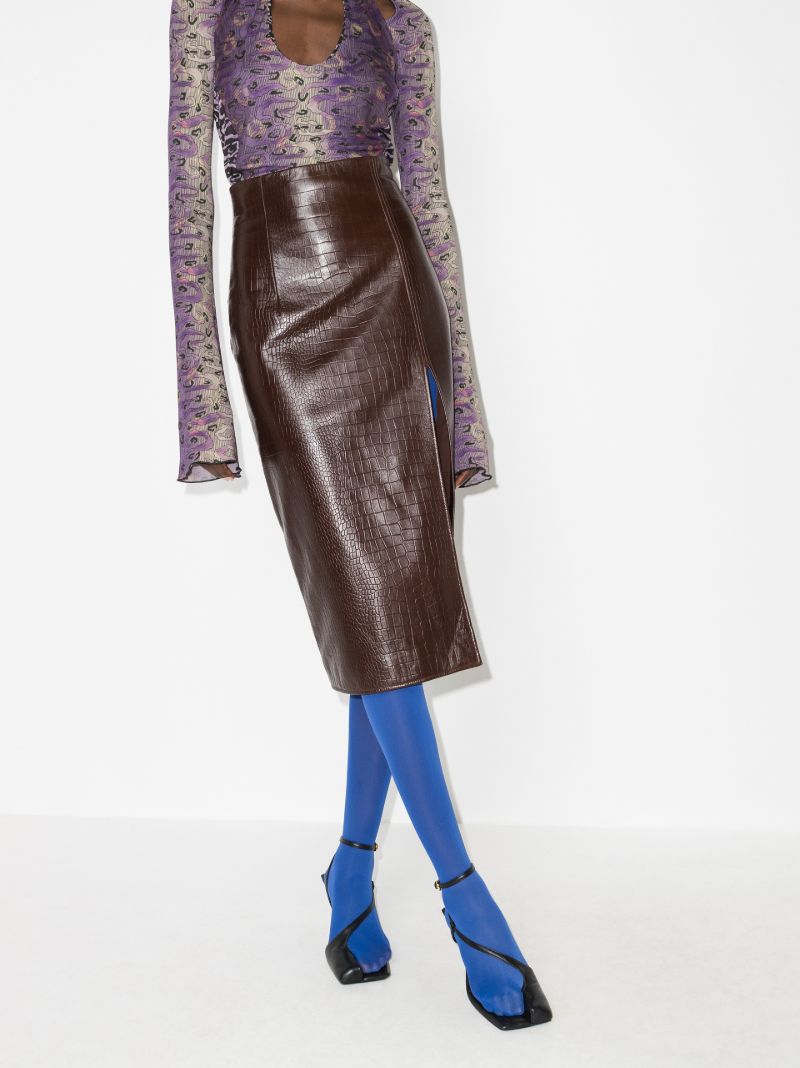 Fonda Mock Croc Leather Skirt