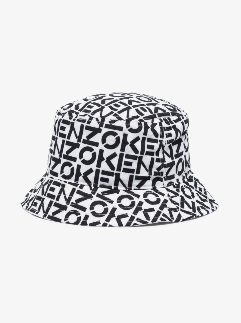 White Reversible Monogram Bucket Hat