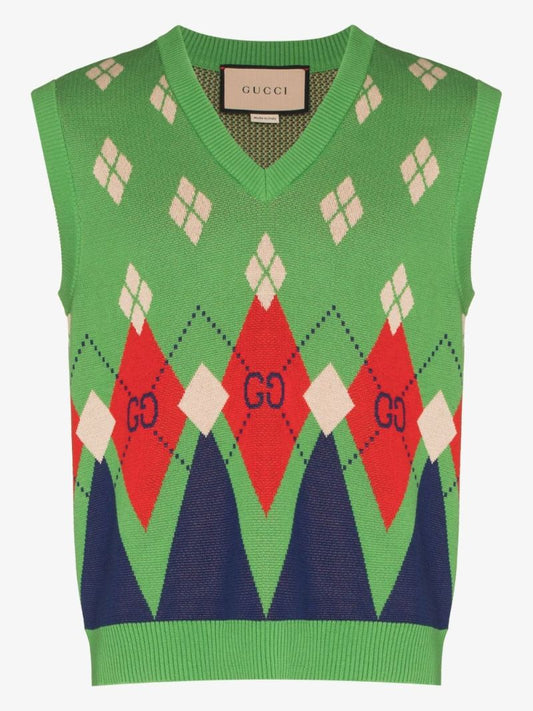 Jacquard Knit Sweater Vest