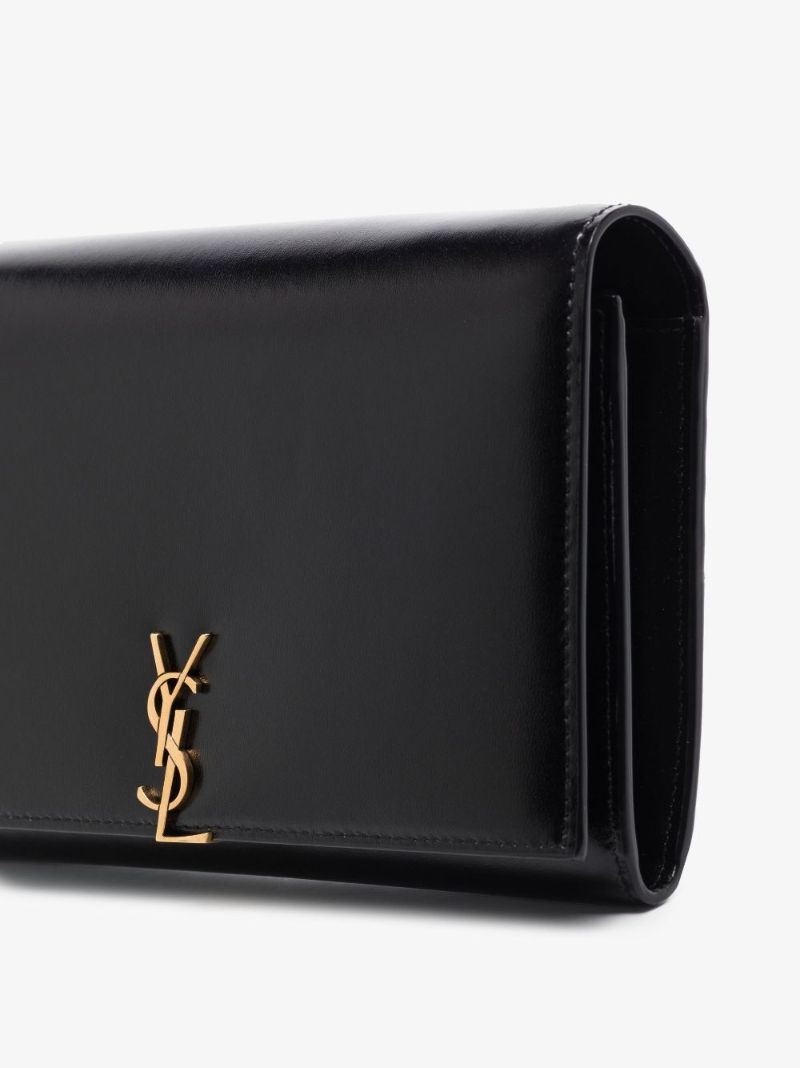 Black Monogram Leather Chain Wallet