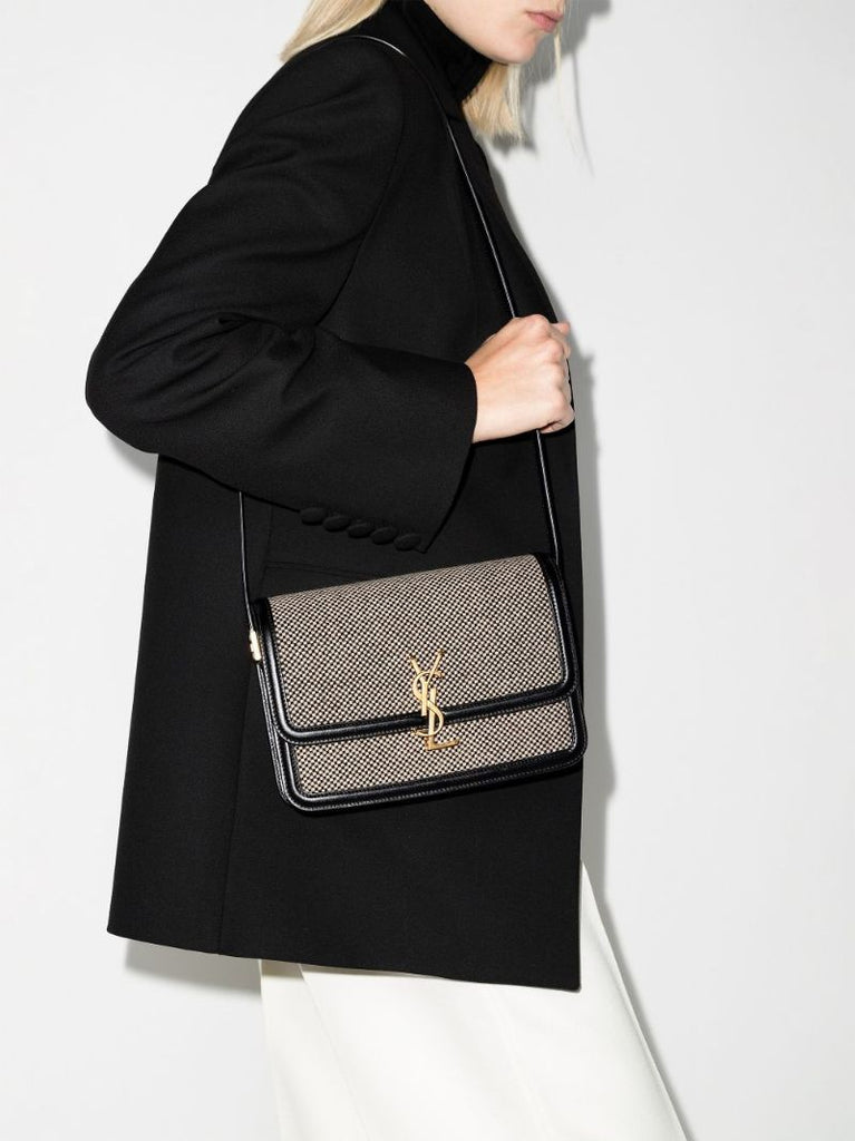 Black Solferino Woven Shoulder Bag