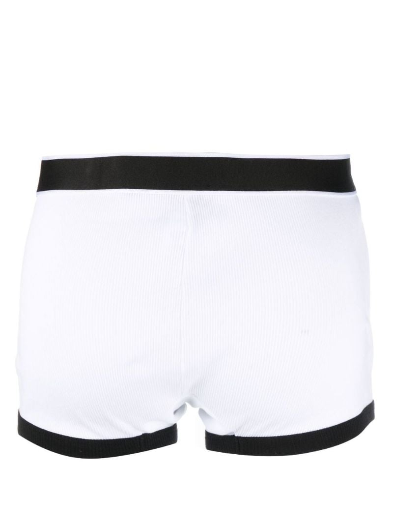 White  Dg Ribbed Cotton Boxer Briefs