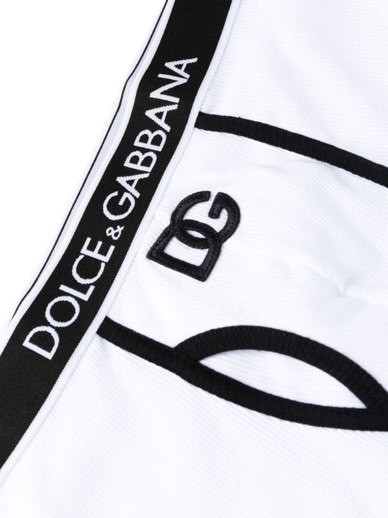 White  Dg Ribbed Cotton Boxer Briefs