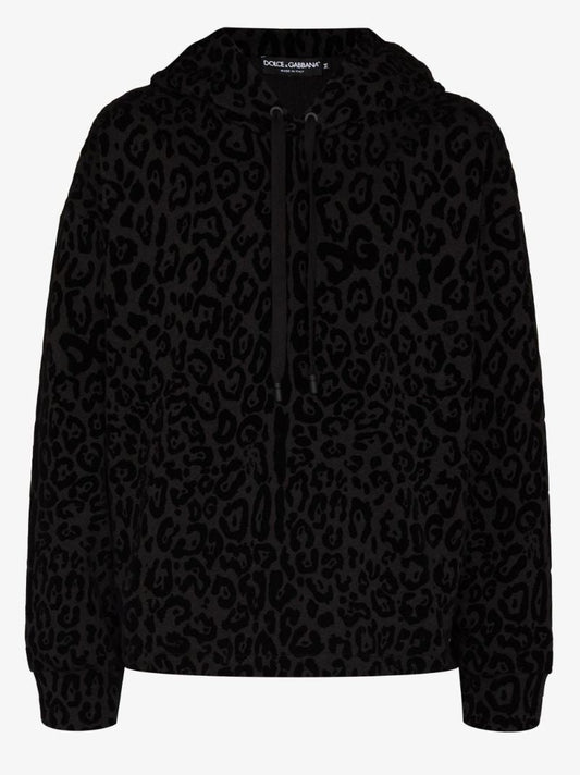 Flocked Leopard Print Hoodie