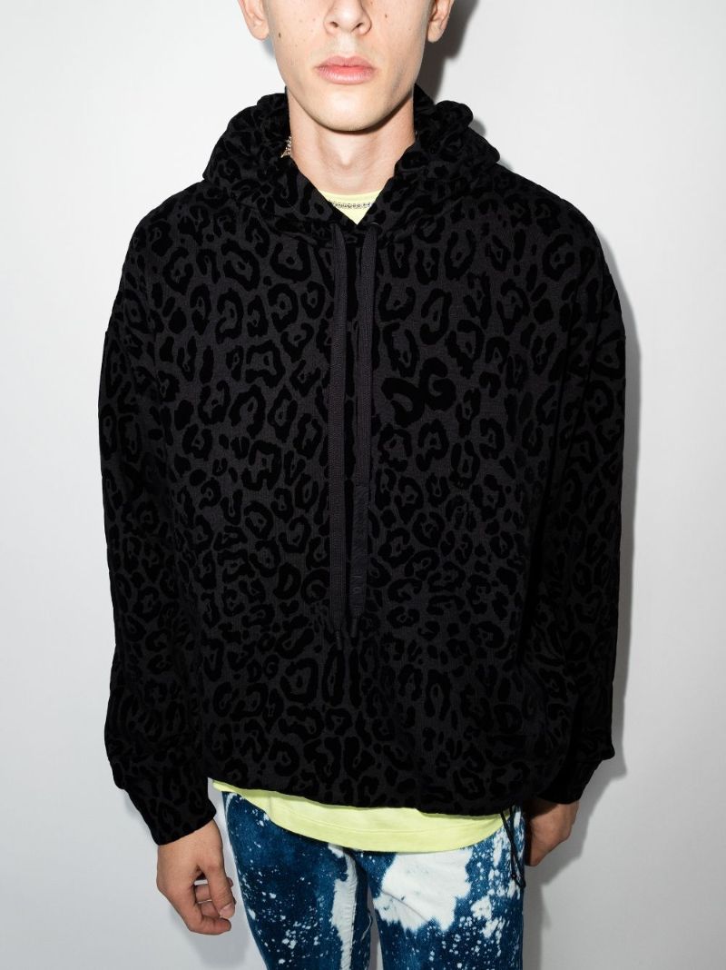 Flocked Leopard Print Hoodie