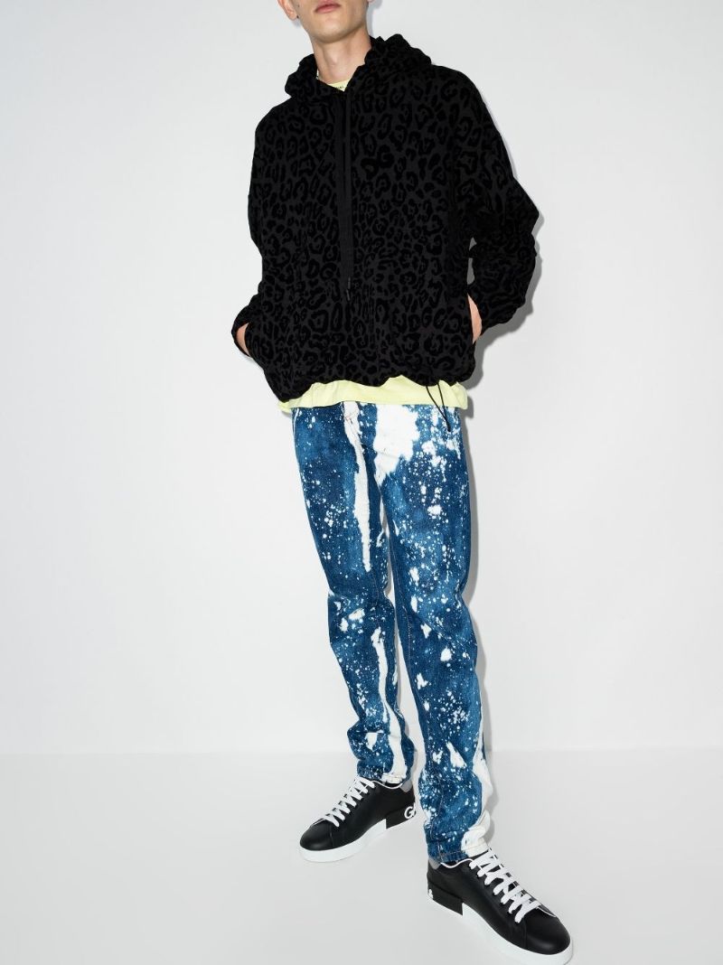 Flocked Leopard Print Hoodie