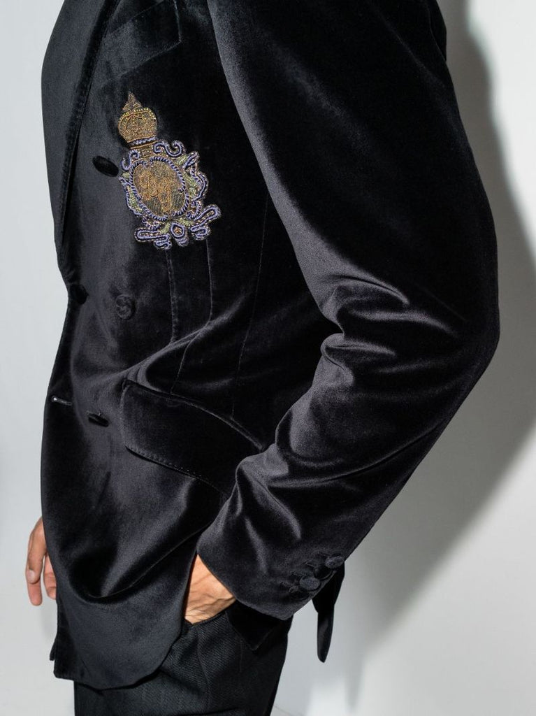Double-breasted Velvet Blazer