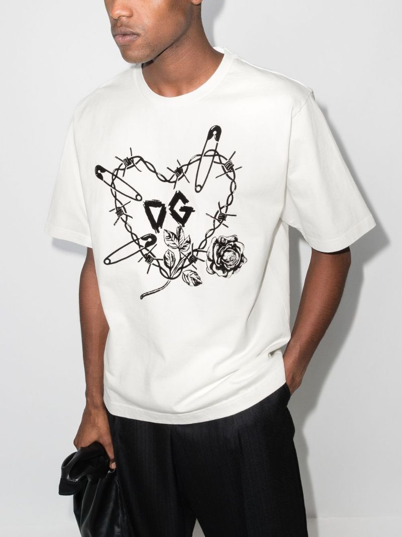 Heart Print Cotton T-shirt