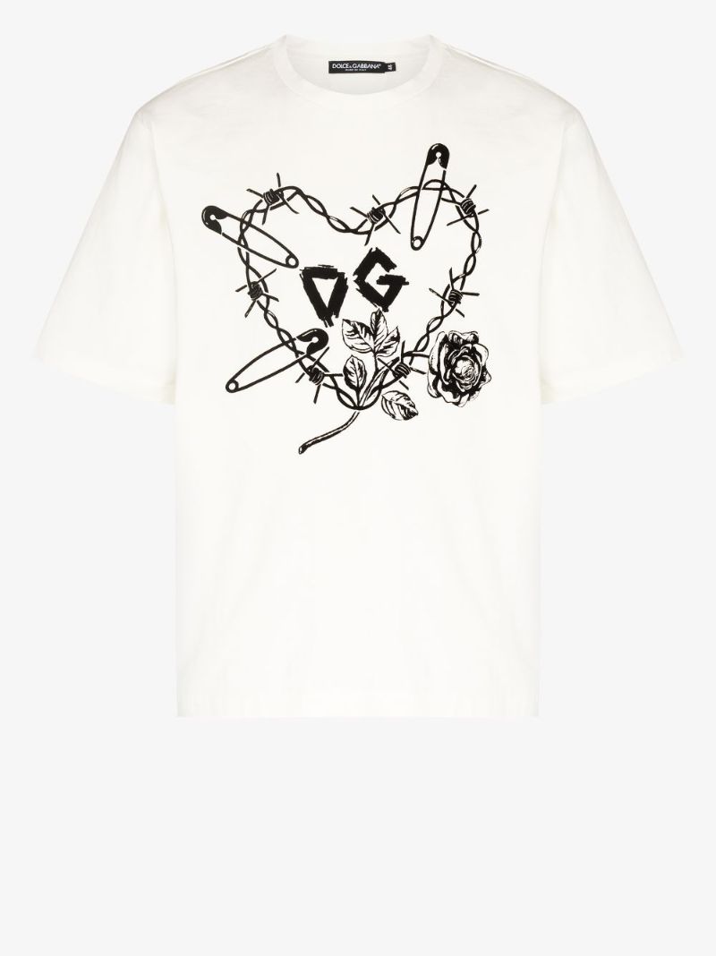Heart Print Cotton T-shirt
