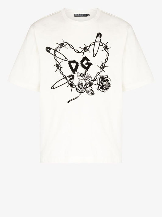 Heart Print Cotton T-shirt