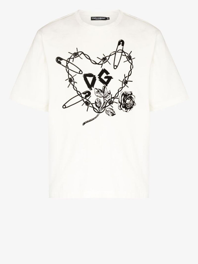 Heart Print Cotton T-shirt