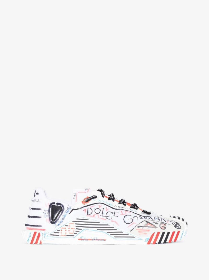 White Ns1 Graffiti Leather Sneakers