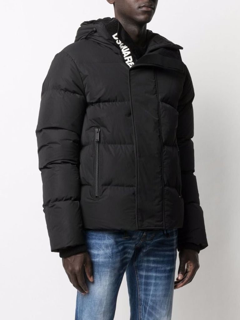 Black Logo-print Puffer Jacket