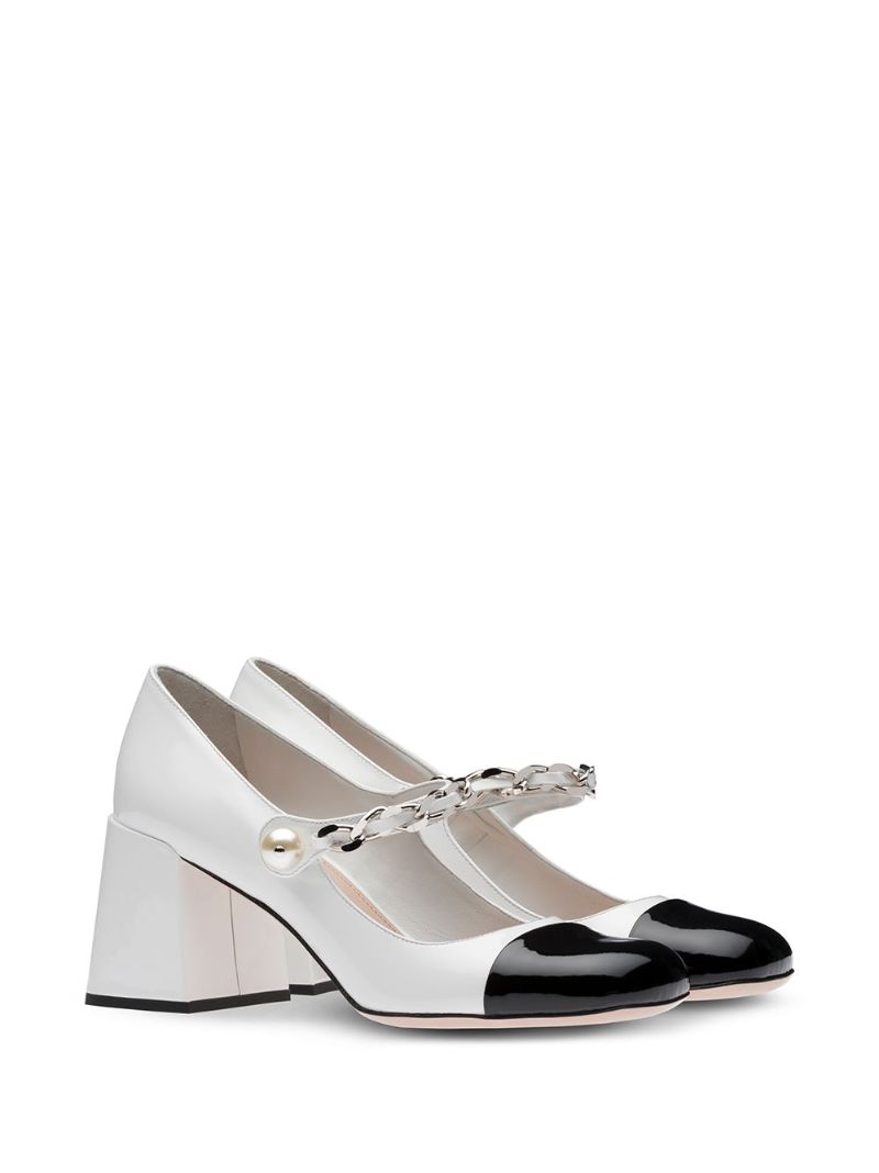 White Chain Pearl Pumps