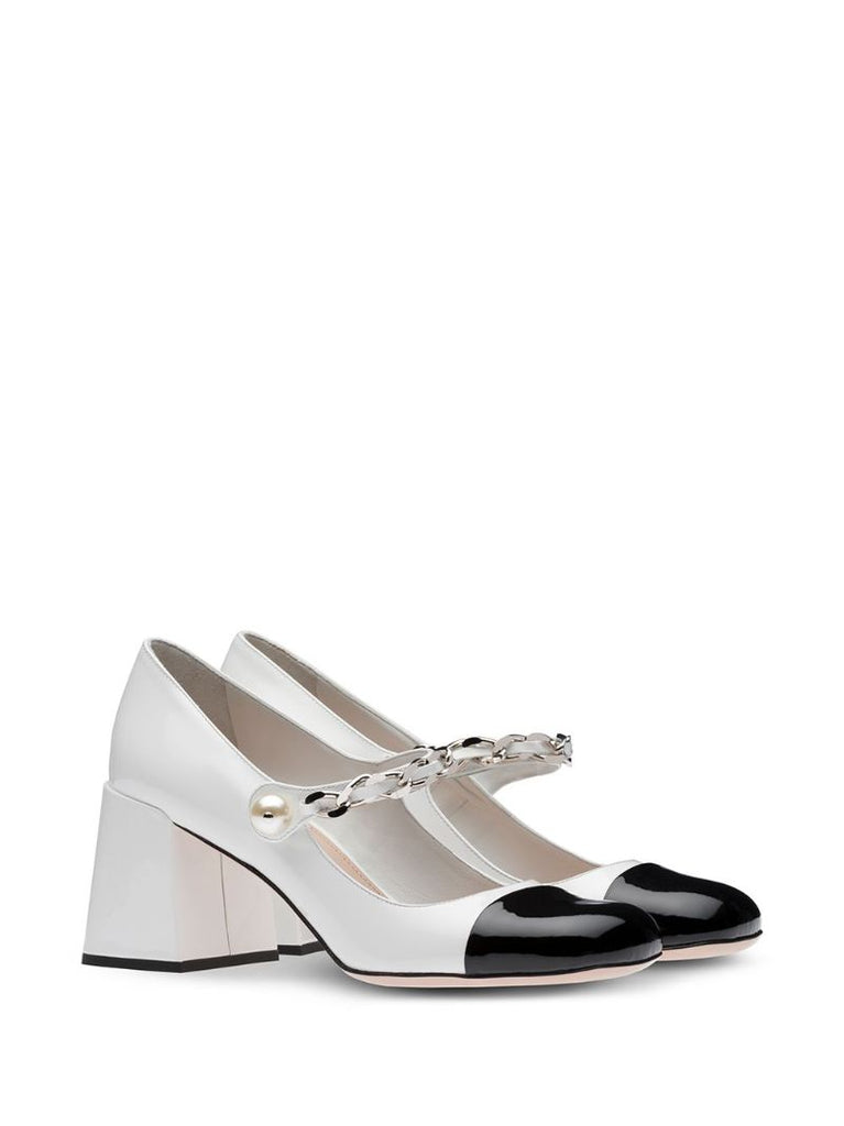 White Chain Pearl Pumps
