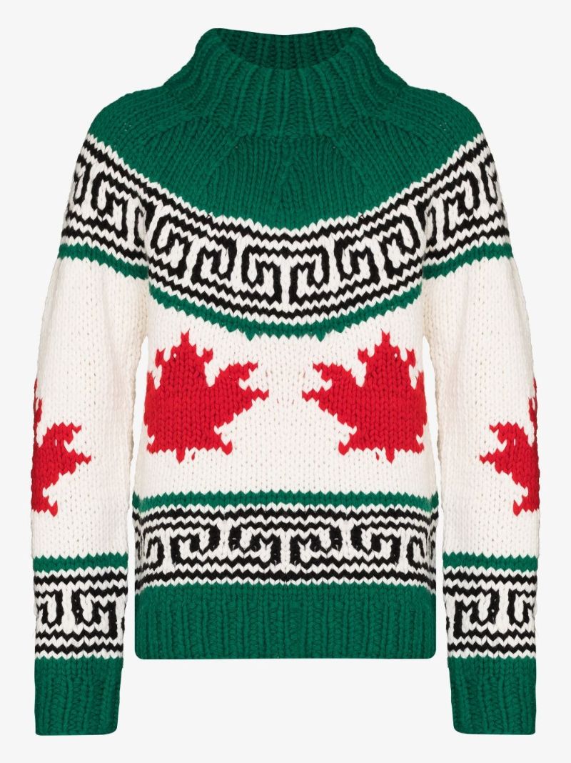 Intarsia-knit Mock-neck Jumper