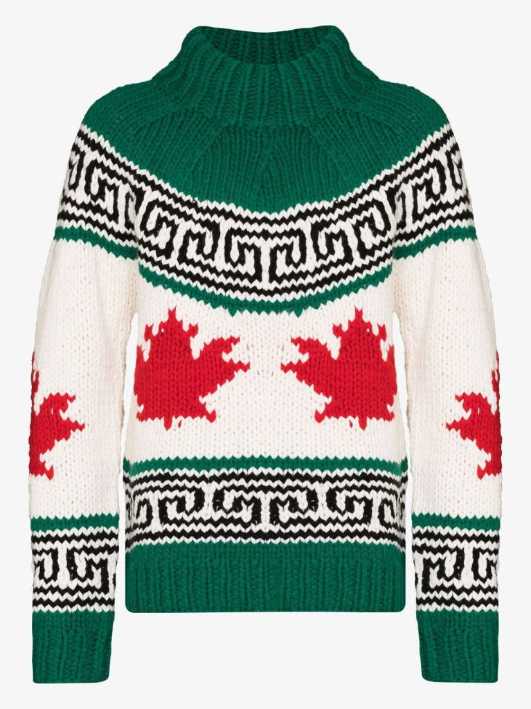 Intarsia-knit Mock-neck Jumper