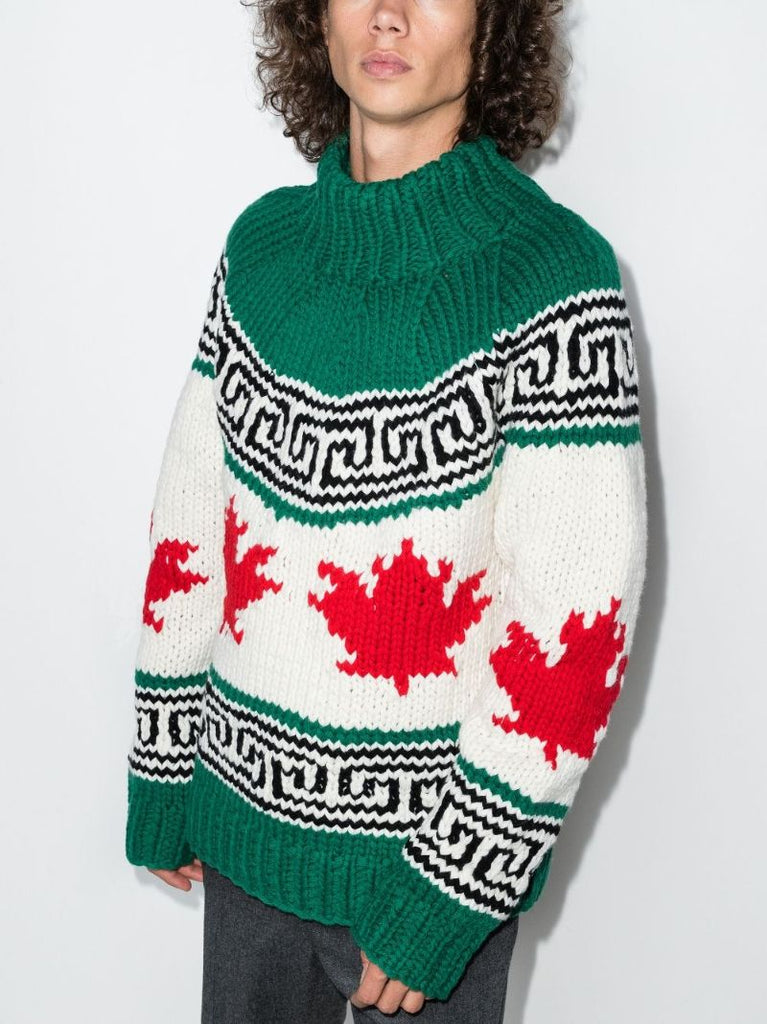 Intarsia-knit Mock-neck Jumper
