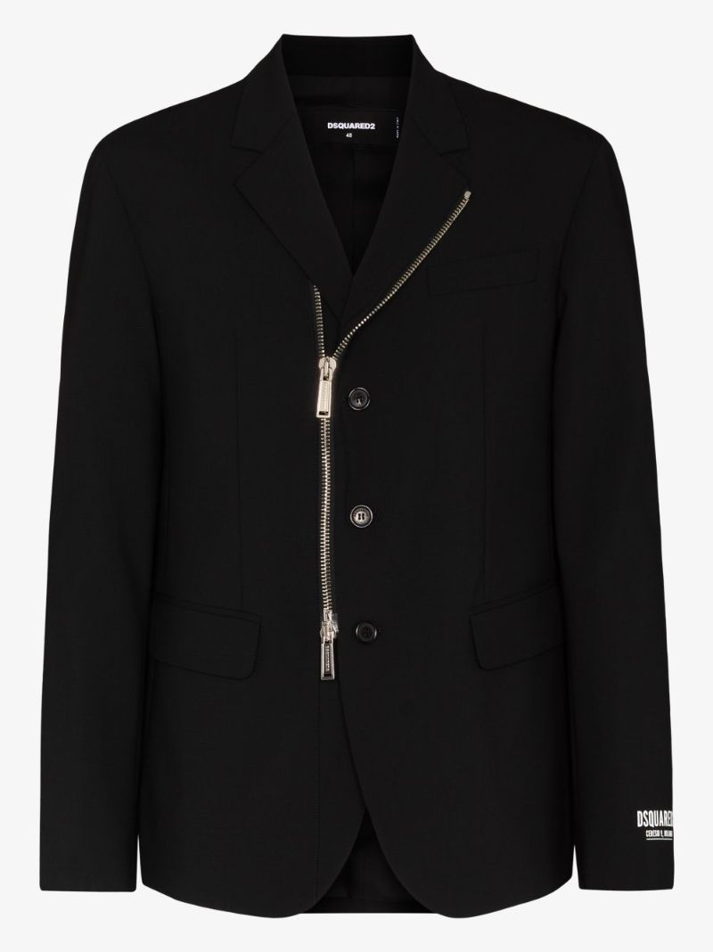 Zipped Single-breasted Blazer