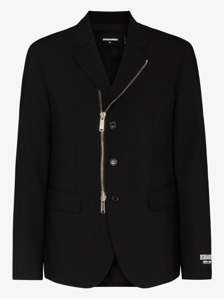 Zipped Single-breasted Blazer
