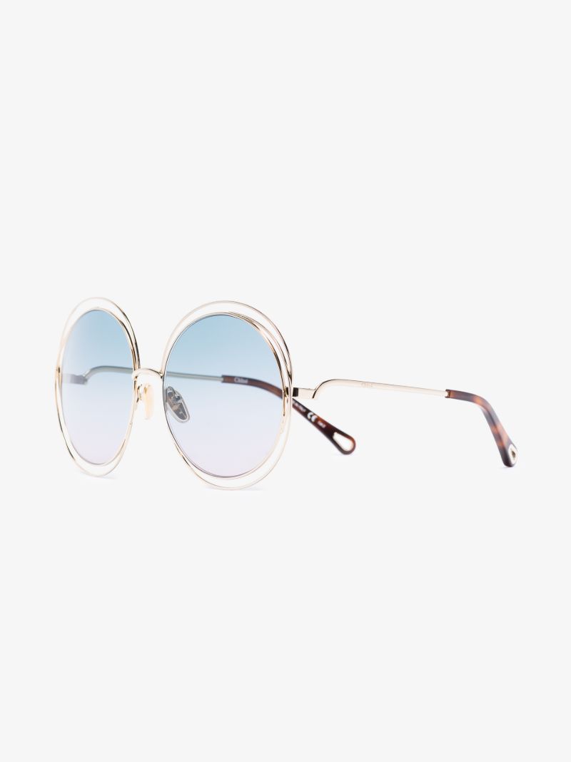 Gold Tone Carlina Petite Round Sunglasses