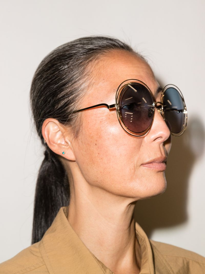 Gold Tone Carlina Petite Round Sunglasses