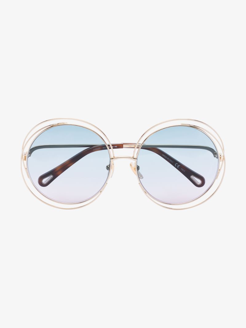 Gold Tone Carlina Petite Round Sunglasses