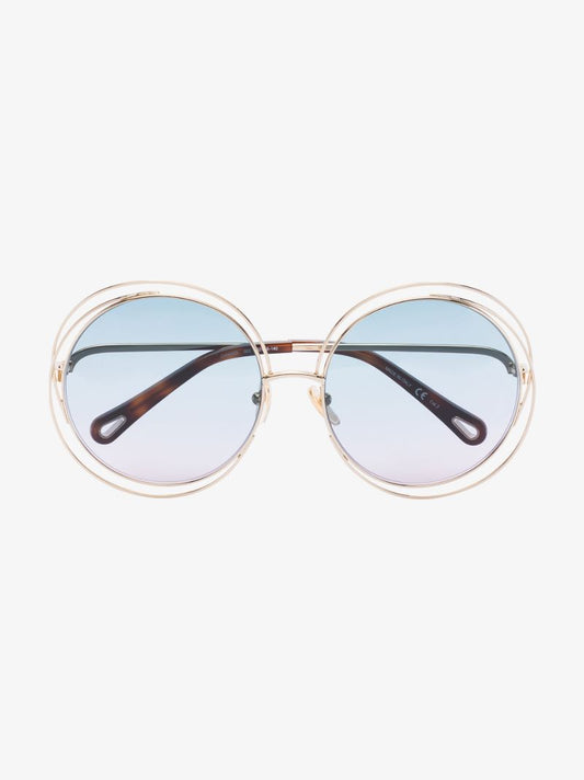 Gold Tone Carlina Petite Round Sunglasses