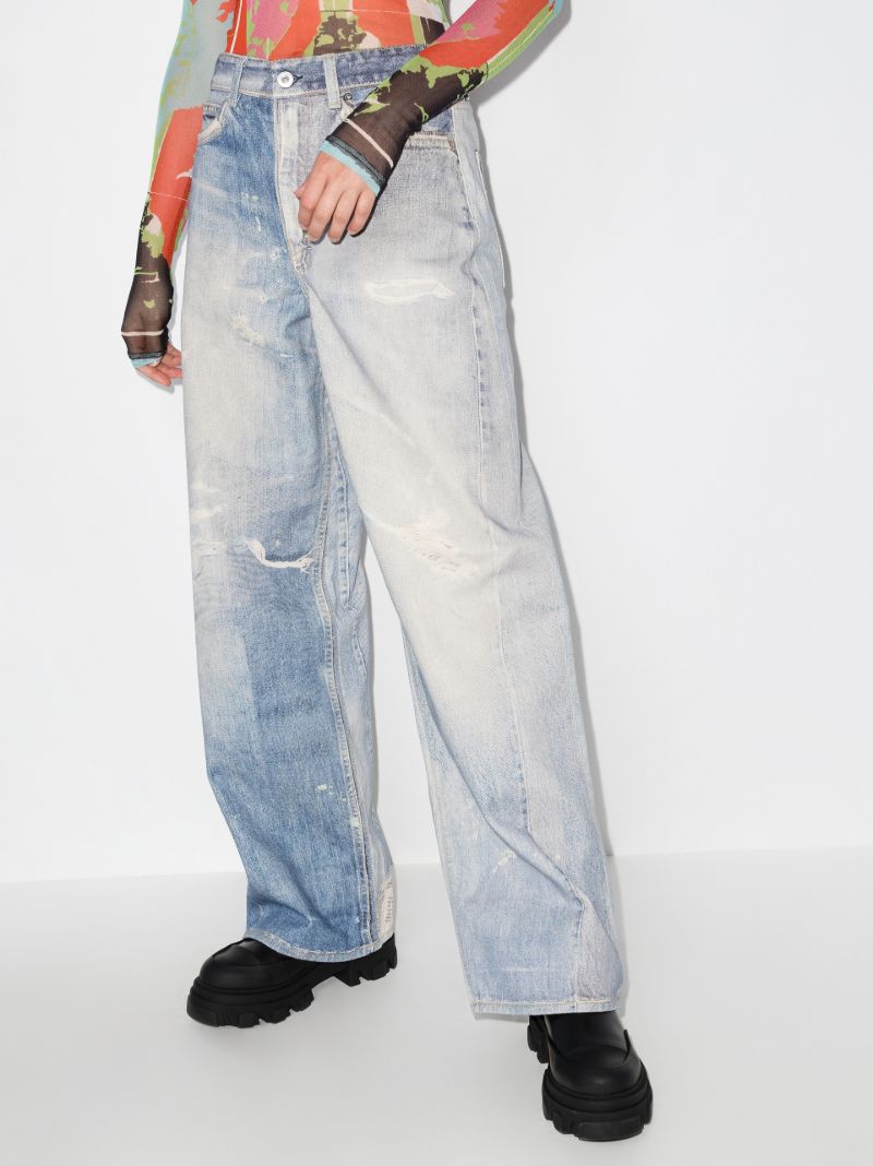 Blue Full Cut Distressed Jeans